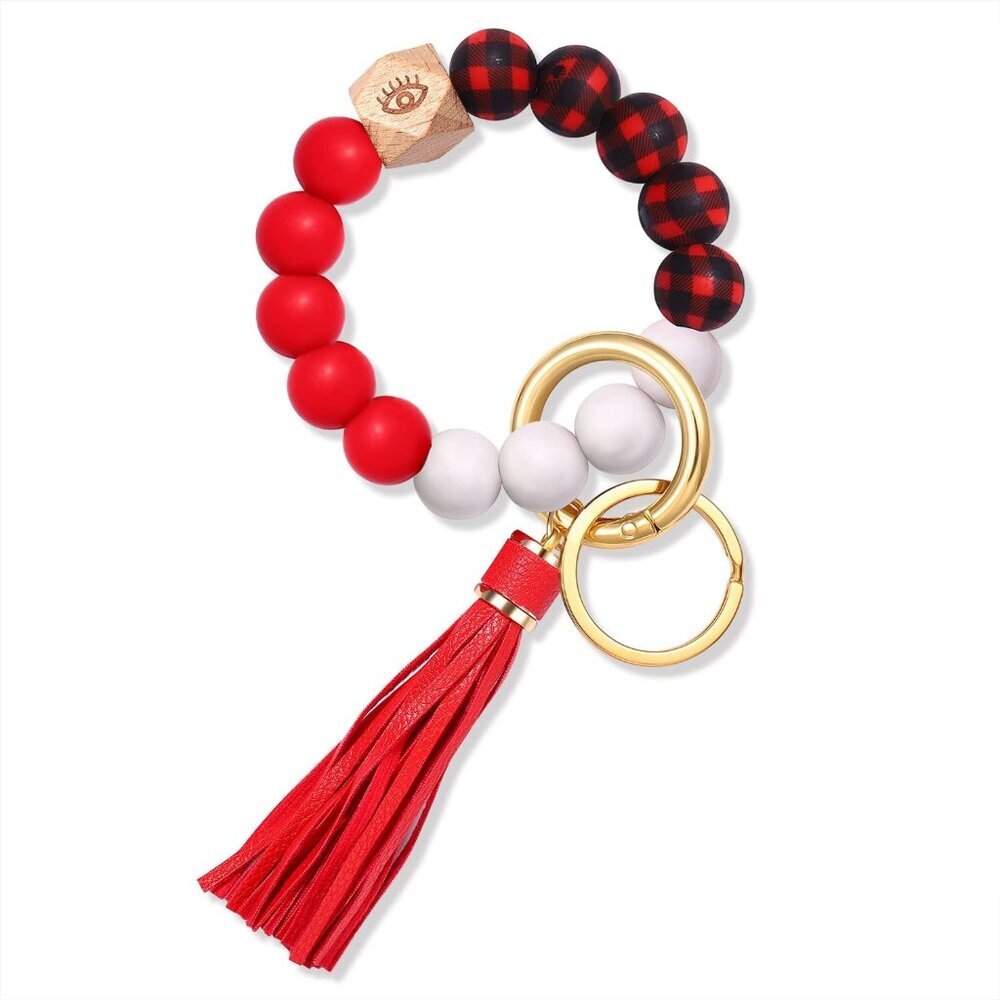 Silicone Bracelet Keychain Wristlet Bangle Keyring Portable House Car Keys Ring